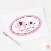 Dottie Elephant (roze) Aangepast ovaal Sticker (Envelop)