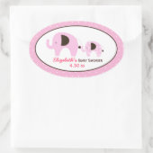 Dottie Elephant (roze) Aangepast ovaal Sticker (Tas)