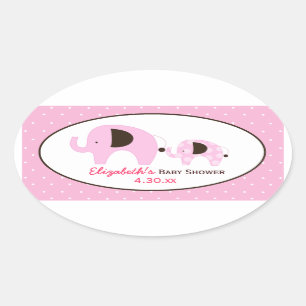 Dottie Elephant (roze) Aangepast ovaal ventilator Ovale Sticker