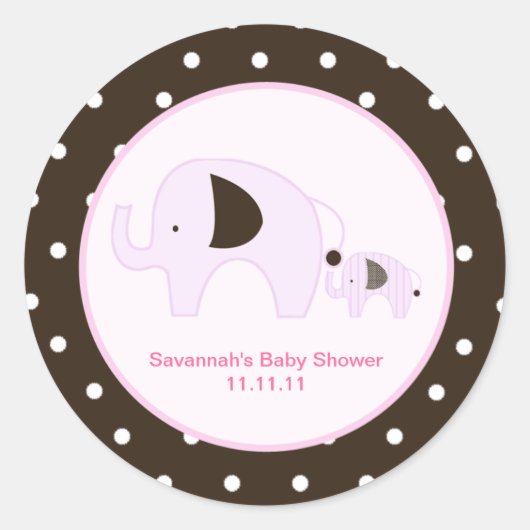 Dottie Elephant (roze) voor Stickers van 3 inch (Voorkant)