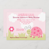 Dottie Ladybug Girl Baby shower Invitation 4x6 Kaart (Voorkant / Achterkant)