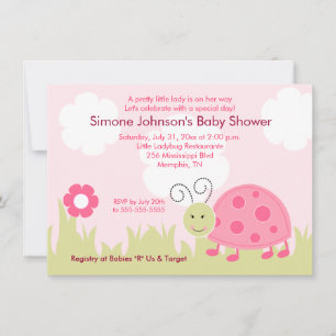 Dottie Ladybug Girl Baby shower Invitation 4x6 Kaart