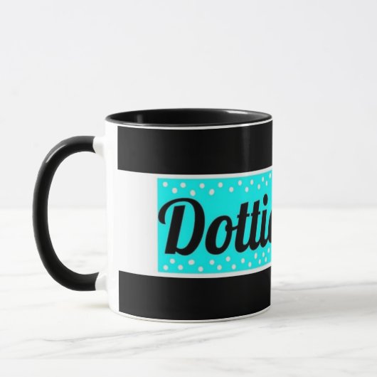 Dottie Logo Koffie Mok winkel (zwart/blauw/wit) (Links)