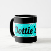 Dottie Logo Koffie Mok winkel (zwart/blauw/wit) (Voorkant links)