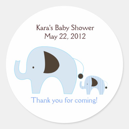 Dottie Olifant Blauw Baby shower Favor Sticker (Voorkant)