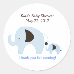 Dottie Olifant Blauw Baby shower Favor Sticker
