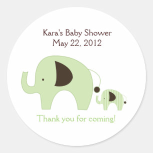 Dottie Olifant Groen Baby shower Favor Sticker