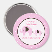Dottie Olifant (Roze) 3-inch Ronde Favor Magnet (Voorkant / Achterkant)
