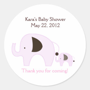 Dottie Olifant Roze Baby shower Favor Sticker