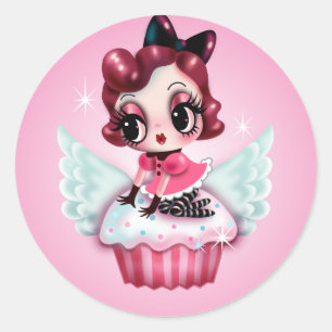 Dottie Rides een Flying Cupcake! Ronde Sticker