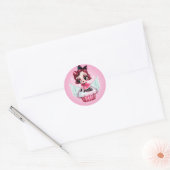 Dottie Rides een Flying Cupcake! Ronde Sticker (Envelop)