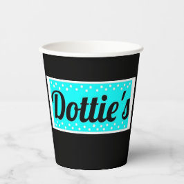 Dottie's Store Logo papieren bekers (zwart & aqua)