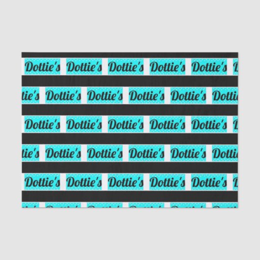 Dottie's Store Logo Tissue Papier (Zwart & Aqua) (Voorkant)