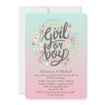 Dotty 2 Tone Waterverf Geslacht Reveal Invitation