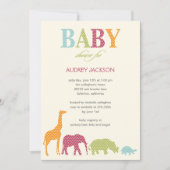 Dotty Animals Baby shower Invitation - Roze Kaart (Voorkant)