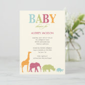 Dotty Animals Baby shower Invitation - Roze Kaart (Staand voorkant)