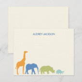 Dotty Animals Thank You Cards - Blauw Bedankkaart (Voorkant / Achterkant)