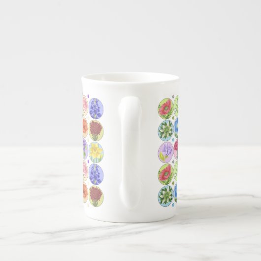Dotty Birth Flower and Gem Bone China Mok (Achterkant)