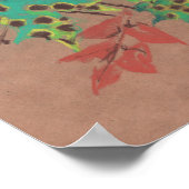 Dotty-bladeren, herfstfloraal, groen, geel en brui poster (Hoek)
