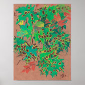 Dotty-bladeren, herfstfloraal, groen, geel en brui poster (Voorkant)