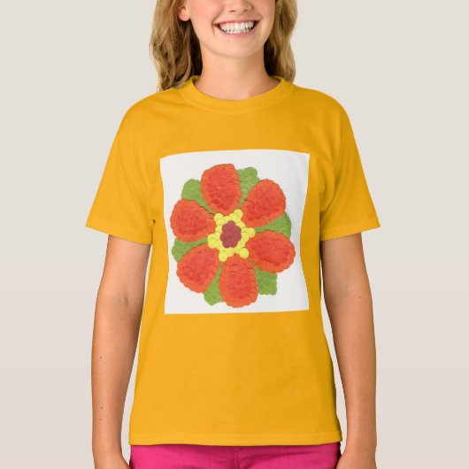 Dotty Bloemenmeisje Ringer T-shirt (Voorkant)