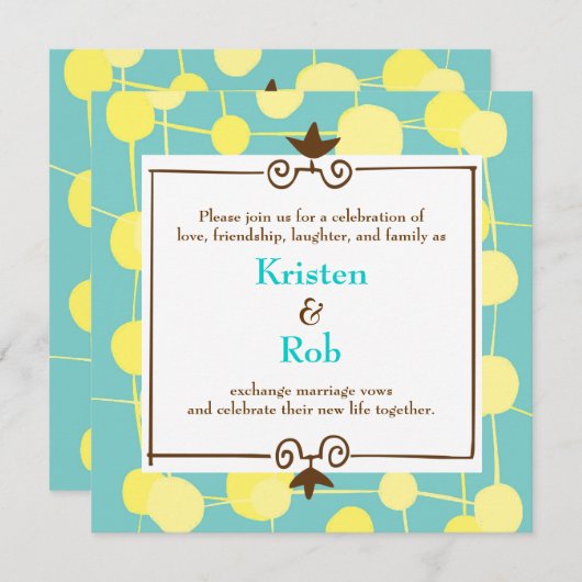 Dotty (Bubblegum blauw) bruiloft Kaart (Voorkant / Achterkant)