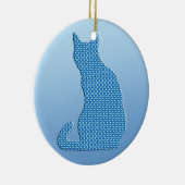 Dotty Cat - schaduwen van blauw Keramisch Ornament (Rechts)