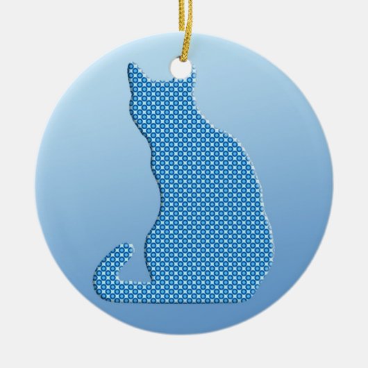 Dotty Cat - schaduwen van blauw Keramisch Ornament (Voorkant)