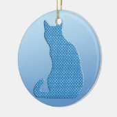 Dotty Cat - schaduwen van blauw Keramisch Ornament (Links)