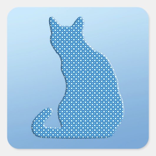 Dotty Cat - schaduwen van blauw Vierkante Sticker (Voorkant)