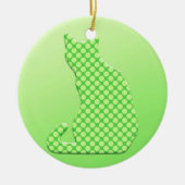 Dotty Cat - schoppen van kalkgroen Keramisch Ornament (Voorkant)