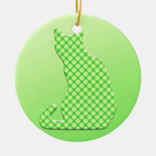 Dotty Cat - schoppen van kalkgroen Keramisch Ornament