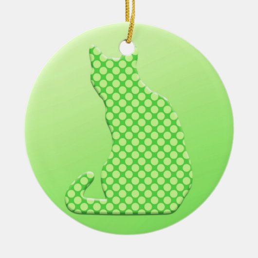 Dotty Cat - schoppen van kalkgroen Keramisch Ornament (Voorkant)