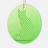 Dotty Cat - schoppen van kalkgroen Keramisch Ornament (Links)