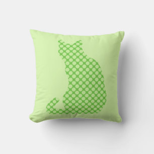 Dotty Cat - schoppen van kalkgroen Kussen
