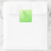 Dotty Cat - schoppen van kalkgroen Vierkante Sticker (Tas)