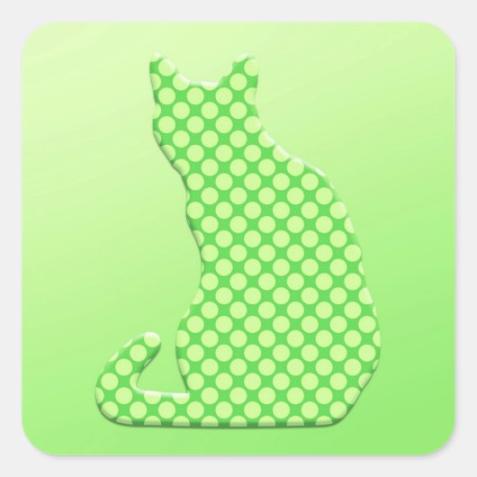 Dotty Cat - schoppen van kalkgroen Vierkante Sticker (Voorkant)