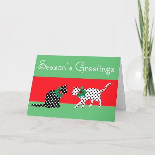 Dotty Cats Christmas Kaart (Voorkant)