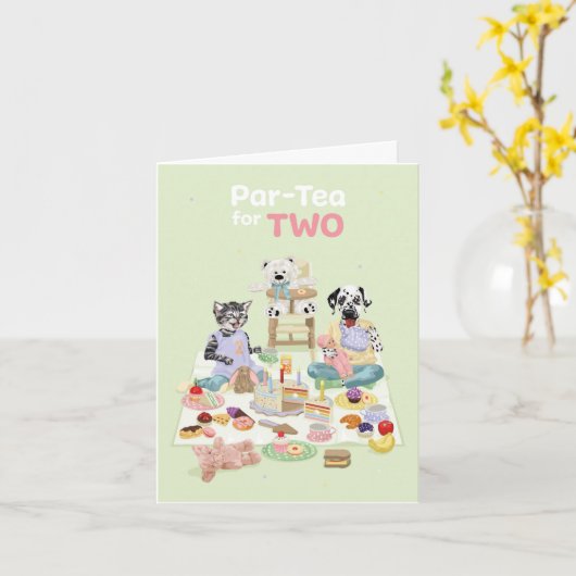 Dotty Dog 2 Birthday Tea Kaart (Gele Bloem)