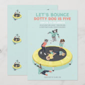 Dotty Dog Bounce op Trampoline 5th Verjaardagsfees Kaart (Voorkant / Achterkant)