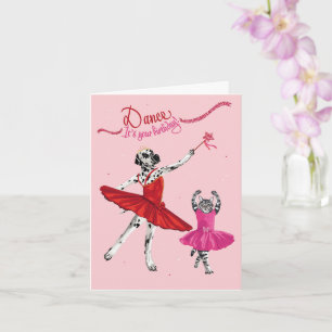 Dotty Dog en Kat Ballerina Dance Birthday Kaart