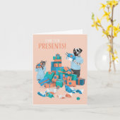 Dotty Dog en Kat Cadeau Mountain Birthday Kaart (Gele Bloem)