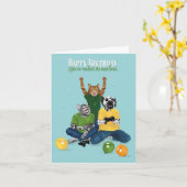 Dotty Dog en Kat Video Game Volgende Dag Kaart (Gele Bloem)