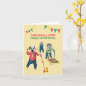 Dotty Dog First Steges Age One Birthday Card Kaart (Gele Bloem)