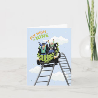 Dotty Dog Fly High Rollerkustin Ninth Birthday Kaart