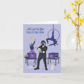 Dotty Dog Magician Star of the Show Verjaardag Kaart (Gele Bloem)