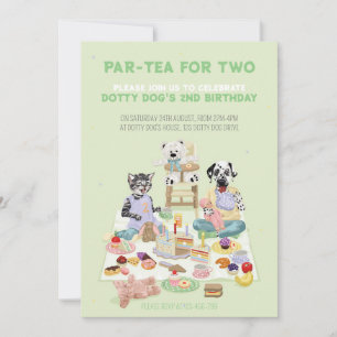 Dotty Dog Part-tea voor twee 2e verjaardag Kaart