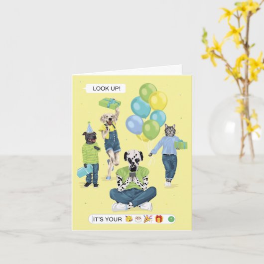 Dotty Dog Phone geobsedeerd op zaterdag Kaart (Gele Bloem)