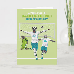 Dotty Dog Soccer Football Terug van de Net Verjaar Kaart