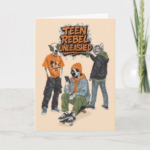 Dotty Dog Teen Rebel Ontketend Graffiti Verjaardag Kaart